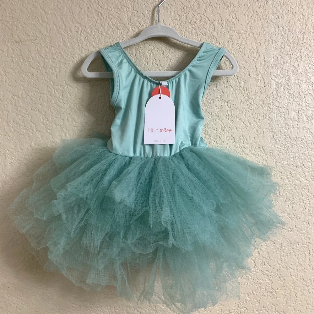 Mila & Rose Ballerina Aqua Tulle Tank Ballet‎ Tutu Dress Size 6-12M